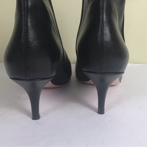 RED Valentino Bow Leather Ankle Booties Kitten Heels Almond Toe Zip Shoes Boots - Picture 7 of 16